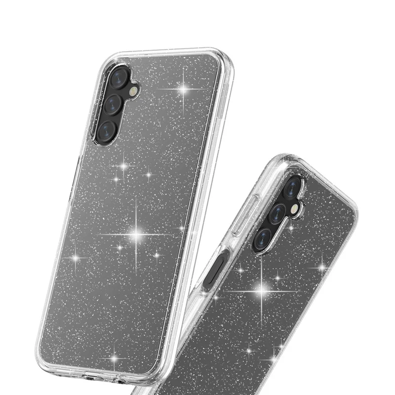 For Samsung Galaxy A14 5G / A14 4G Glittery Powder Soft TPU + Hard PC Protective Phone Case Shockproof Mobile Phone Back Cover - White