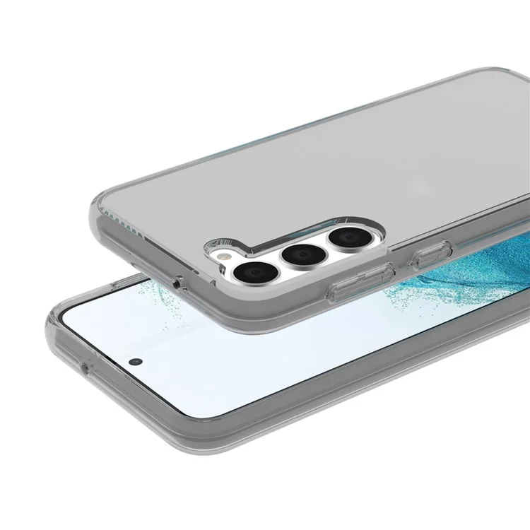 For Samsung Galaxy S23+ Transparent Phone Case Anti-Scratch TPU + PC Protective Phone Back Cover - Transparent Grey