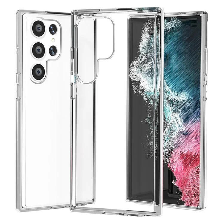 Pour Samsung Galaxy S23 Ultra Shockproof Phropof Phone Case Anti-Scratch TPU + PC Transparent Téléphone Couverture Prise en Charge du Fil Sans Fil Charge - Transparent
