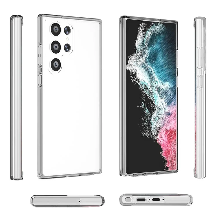 Pour Samsung Galaxy S23 Ultra Shockproof Phropof Phone Case Anti-Scratch TPU + PC Transparent Téléphone Couverture Prise en Charge du Fil Sans Fil Charge - Transparent