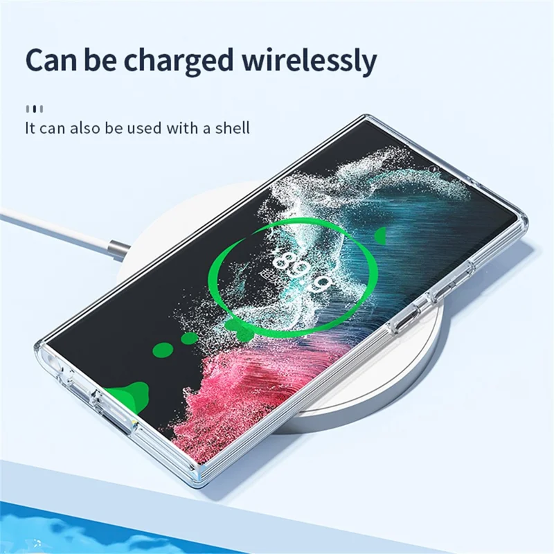 For Samsung Galaxy S23 Ultra Shockproof Phone Case Anti-Scratch TPU + PC Transparent Phone Cover Support Wireless Charging - Transparent Grey