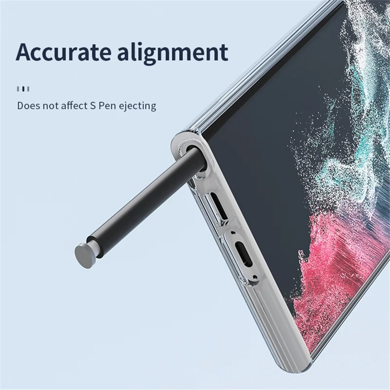 For Samsung Galaxy S23 Ultra Shockproof Phone Case Anti-Scratch TPU + PC Transparent Phone Cover Support Wireless Charging - Transparent Grey