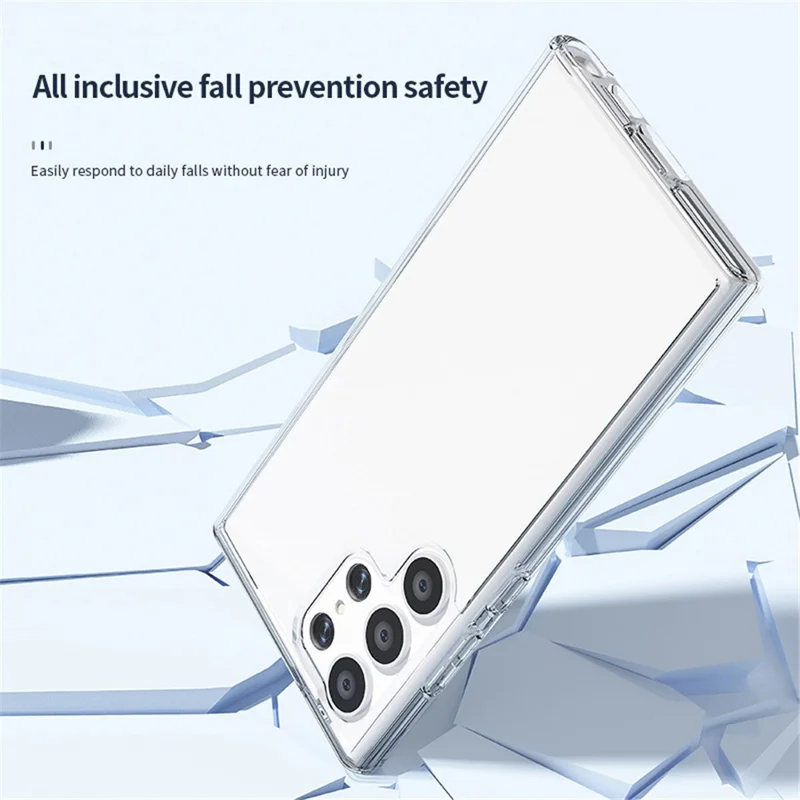 For Samsung Galaxy S23 Ultra Shockproof Phone Case Anti-Scratch TPU + PC Transparent Phone Cover Support Wireless Charging - Transparent Grey