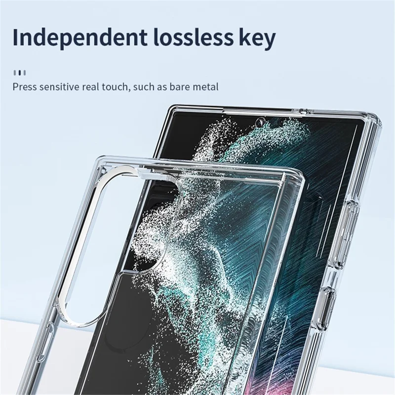 For Samsung Galaxy S23 Ultra Shockproof Phone Case Anti-Scratch TPU + PC Transparent Phone Cover Support Wireless Charging - Transparent Grey