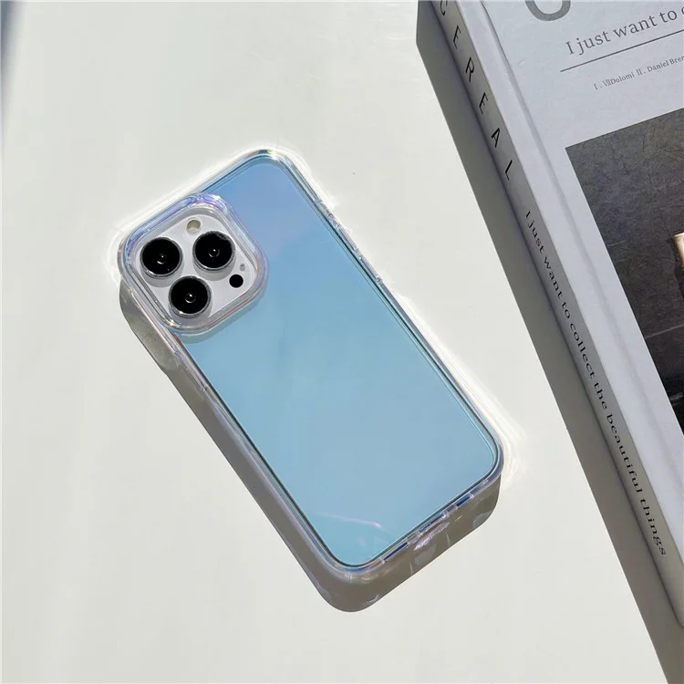 For iPhone 13 Pro 6.1 inch Electroplating Gradient Drop-proof Phone Case Slim Anti-scratch Mobile Phone Cover - Blue