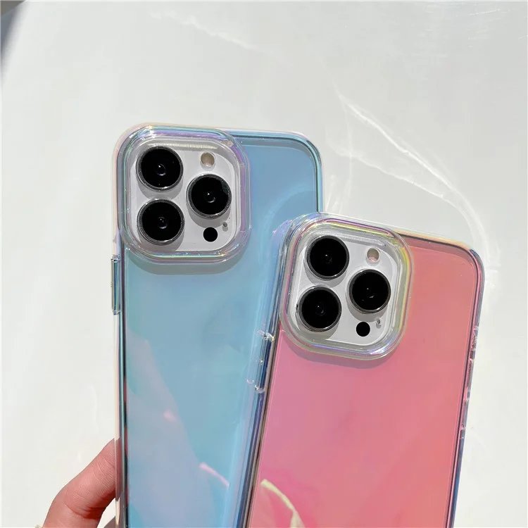 For iPhone 13 Pro 6.1 inch Electroplating Gradient Drop-proof Phone Case Slim Anti-scratch Mobile Phone Cover - Blue