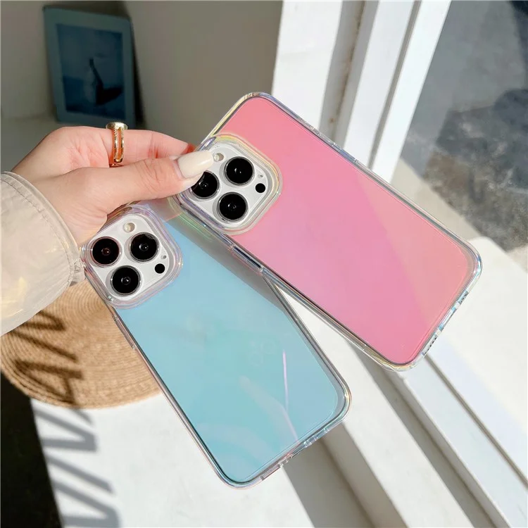 For iPhone 13 Pro 6.1 inch Electroplating Gradient Drop-proof Phone Case Slim Anti-scratch Mobile Phone Cover - Blue
