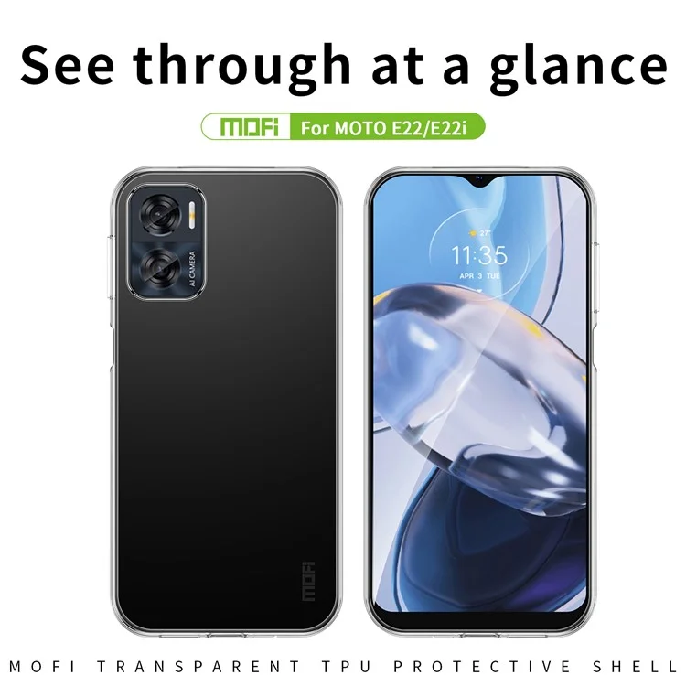 MOFI per Motorola Moto E22i 4G / Moto E22 4G Custodia per telefono Transparent Slim Phone Shell Anti-Drop TPU Protective Cover
