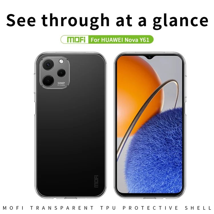 Étui de protection MOFI Crystal Clear pour Huawei nova Y61 4G Coque de protection anti-chute et antichoc en TPU