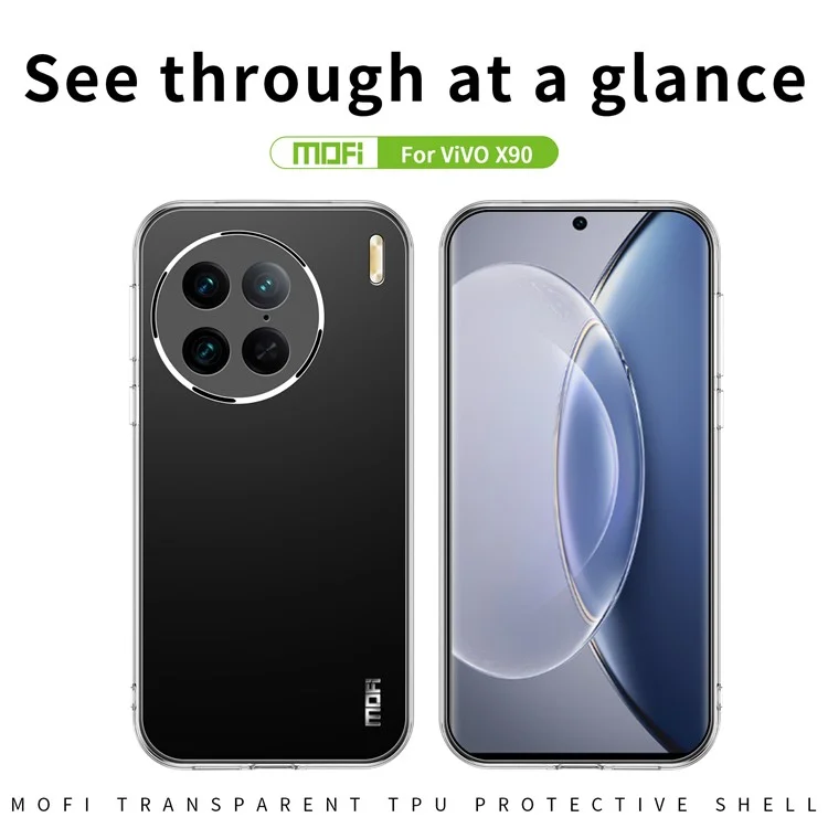 MOFI Crystal Clear Phone Case для vivo X90 5G Противоударный мягкий TPU Чехол для мобильного телефона