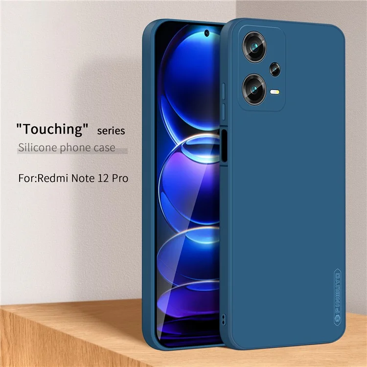 PINWUYO JK TPU-2 Series For Xiaomi Redmi Note 12 Pro 5G PU Leather Stand Wallet Cover with Strap Precise Cutouts TPU Slim Case Anti-drop Soft Fiber Flocking Protective Cover - Bleu