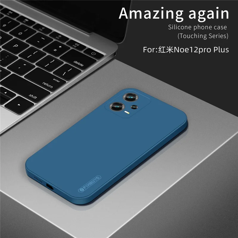PINWUYO JK TPU-2 Series для Xiaomi Redmi Note 12 Pro+ 5G Точные вырезы TPU Тонкий чехол Ударопрочный Мягкая волокнистая флокированная защитная крышка - синий
