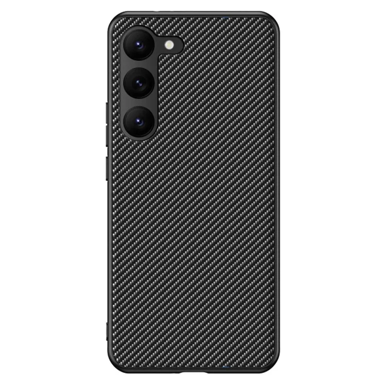 Pour Samsung Galaxy S23 Carbon Fiber Texture Protective Phone Case PU Leather Coated PC Ultra Slim Anti-drop Phone Cover - Carbon Fiber / Noir