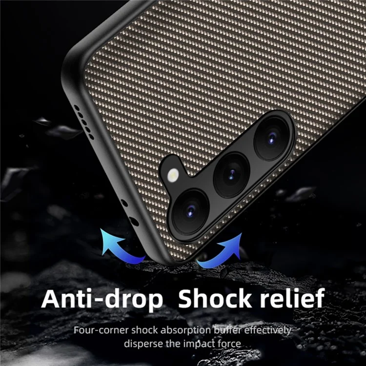 Pour Samsung Galaxy S23 Carbon Fiber Texture Protective Phone Case PU Leather Coated PC Ultra Slim Anti-drop Phone Cover - Carbon Fiber / Noir
