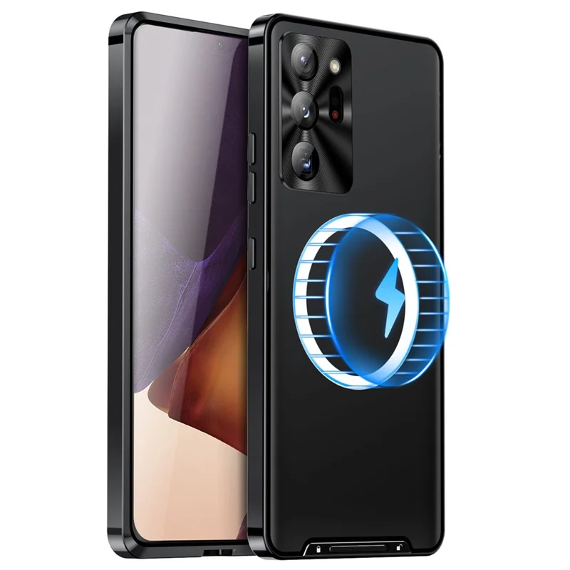 Pour Samsung Galaxy Note20 Ultra 4G Coque de téléphone anti-chute Couvercle arrière TPU + Bord métallique électrolytique Intégré Protection de l'objectif Matte Case - Noir