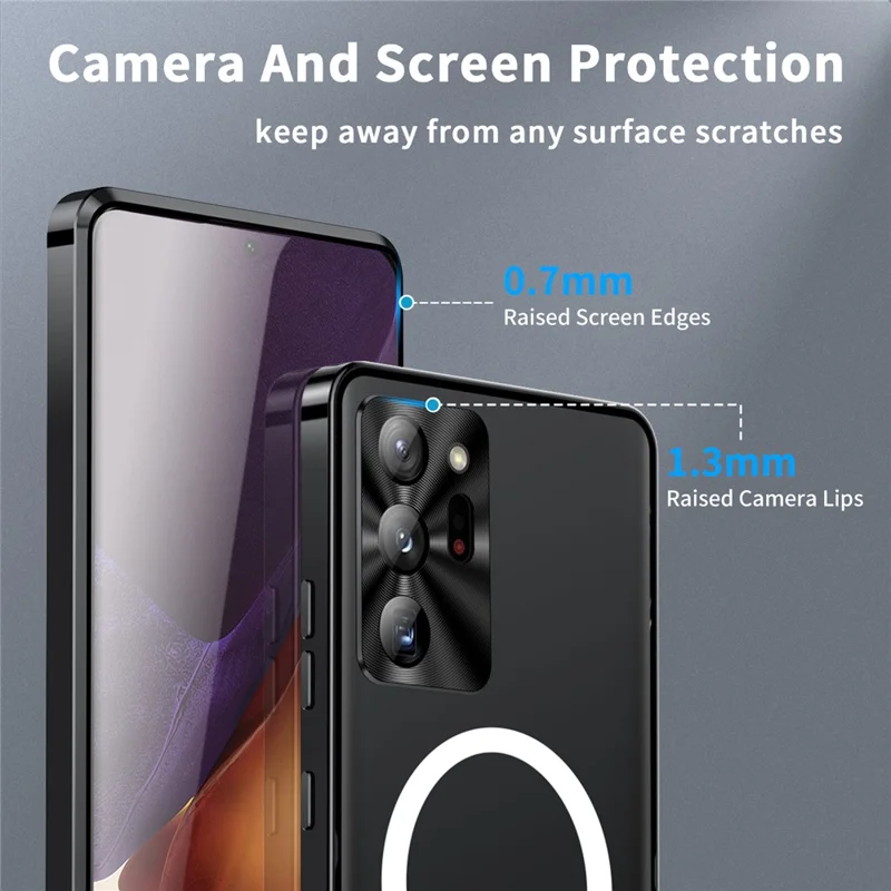Pour Samsung Galaxy Note20 Ultra 4G Coque de téléphone anti-chute Couvercle arrière TPU + Bord métallique électrolytique Intégré Protection de l'objectif Matte Case - Noir
