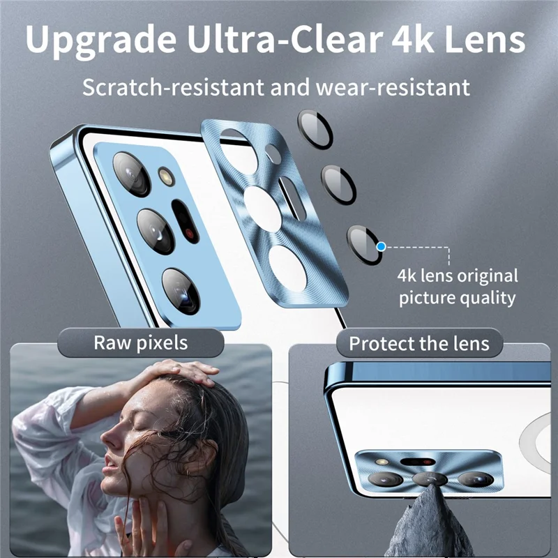 For Samsung Galaxy Note20 Ultra 4G Anti-Drop Phone Cover TPU Back + Electroplating Metal Edge Integrated Lens Protection Matte Case - Blue