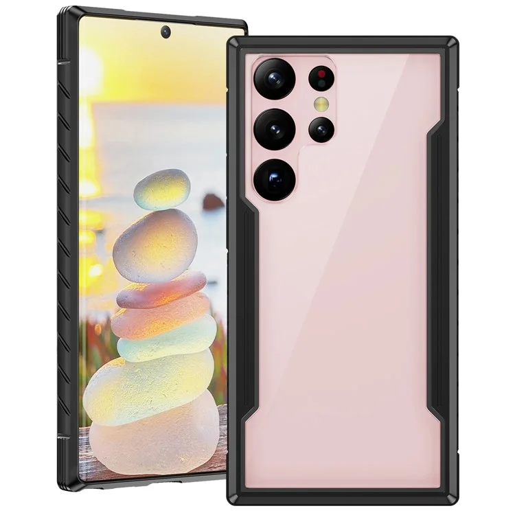 For Samsung Galaxy S23 Ultra PC + TPU + Aluminium Alloy Phone Back Cover Drop-proof Multi-layer Protection Phone Case - Black