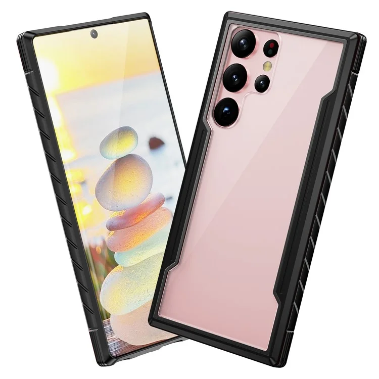 For Samsung Galaxy S23 Ultra PC + TPU + Aluminium Alloy Phone Back Cover Drop-proof Multi-layer Protection Phone Case - Black
