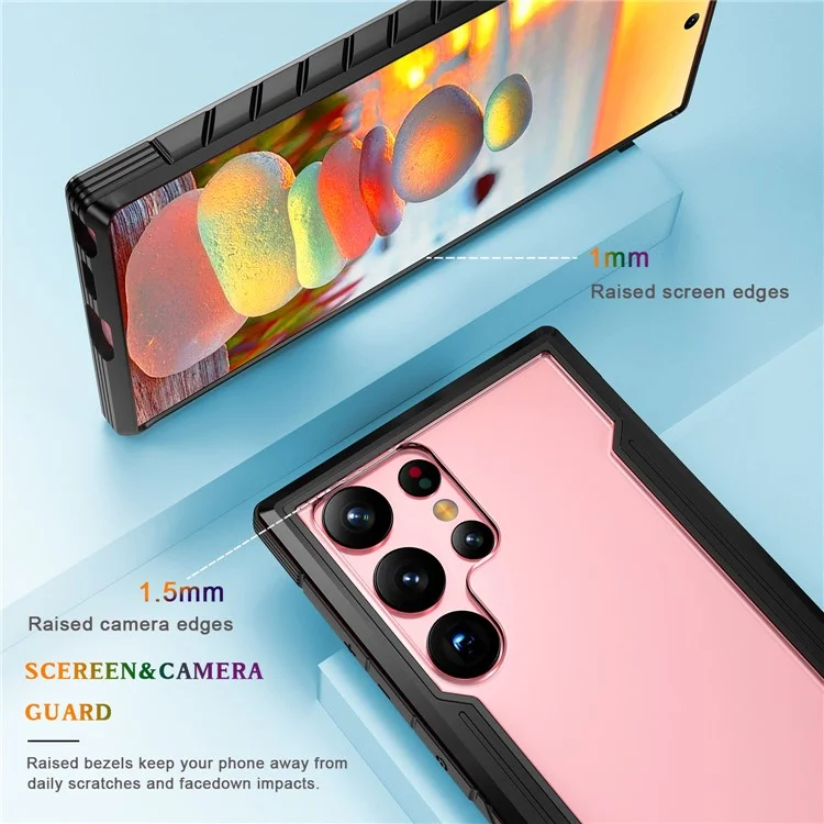For Samsung Galaxy S23 Ultra PC + TPU + Aluminium Alloy Phone Back Cover Drop-proof Multi-layer Protection Phone Case - Black