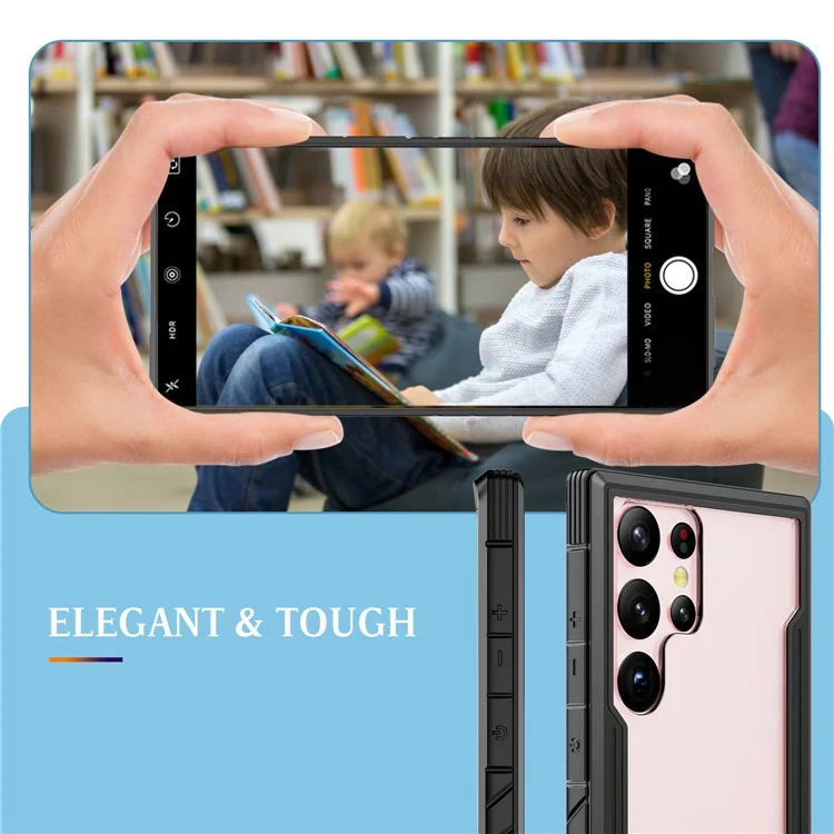 For Samsung Galaxy S23 Ultra PC + TPU + Aluminium Alloy Phone Back Cover Drop-proof Multi-layer Protection Phone Case - Black