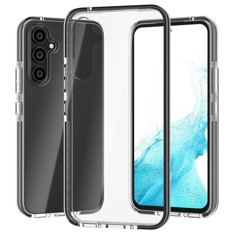Per Samsung Galaxy A34 5G Bi-color Clear Back Cover Combo Soft TPU+TPE Frame Drop-proof Protective Phone Case - Nero Trasparente