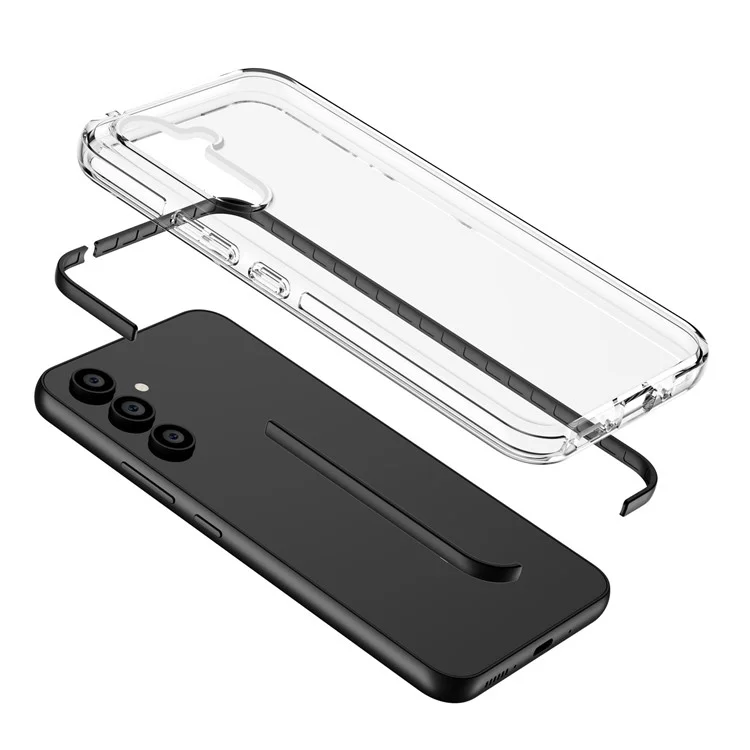 Per Samsung Galaxy A34 5G Bi-color Clear Back Cover Combo Soft TPU+TPE Frame Drop-proof Protective Phone Case - Nero Trasparente
