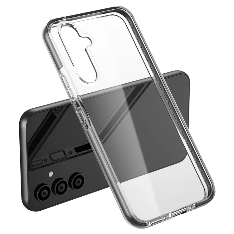 Per Samsung Galaxy A34 5G Bi-color Clear Back Cover Combo Soft TPU+TPE Frame Drop-proof Protective Phone Case - Nero Trasparente