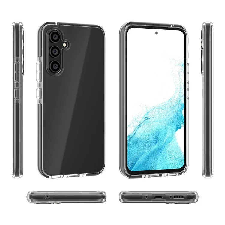 Per Samsung Galaxy A34 5G Bi-color Clear Back Cover Combo Soft TPU+TPE Frame Drop-proof Protective Phone Case - Nero Trasparente