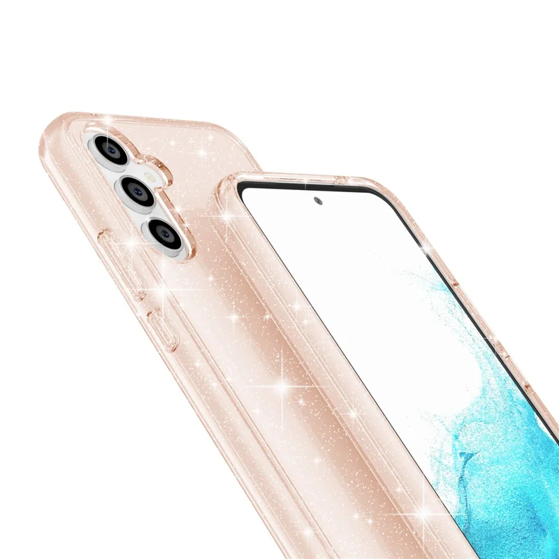 For Samsung Galaxy A54 5G Glittery Powder Bling Phone Case Hard PC Soft TPU Drop Protection Anti-Fall Cover - Gold