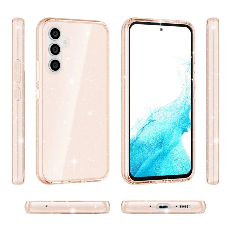 For Samsung Galaxy A54 5G Glittery Powder Bling Phone Case Hard PC Soft TPU Drop Protection Anti-Fall Cover - Gold