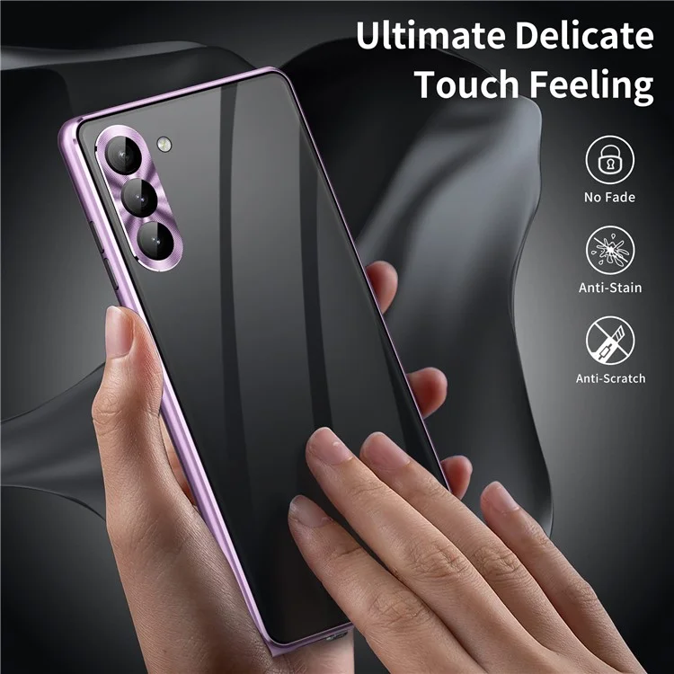 Pour Samsung Galaxy S23+ Étui Magnétique Adsorption Couverture Téléphone avec Anti-Peep Verre Trempé Deux Côtés - Violet Clair