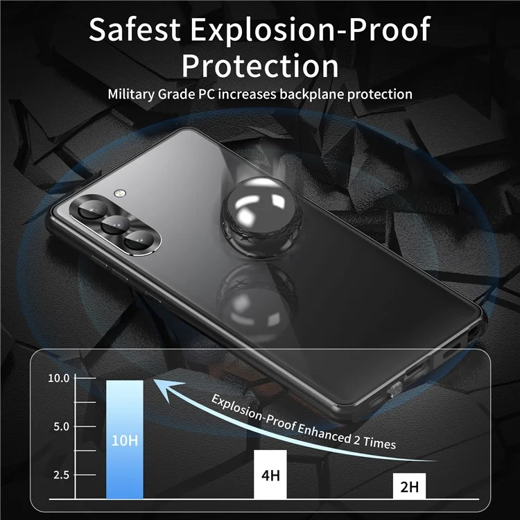 For Samsung Galaxy S23 Case Magnetic Adsorption Phone Cover with Anti-Peep Dual Sided Tempered Glass - Black