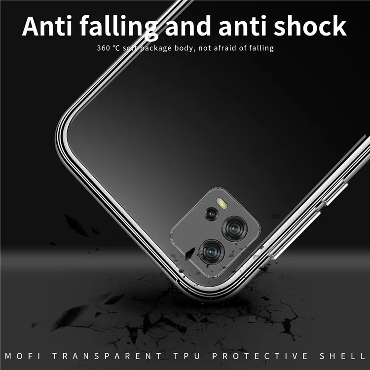 Funda de teléfono móvil MOFI Transparent Soft TPU para Motorola Moto G72 4G, cubierta trasera anti-arañazos y a prueba de golpes para teléfono móvil