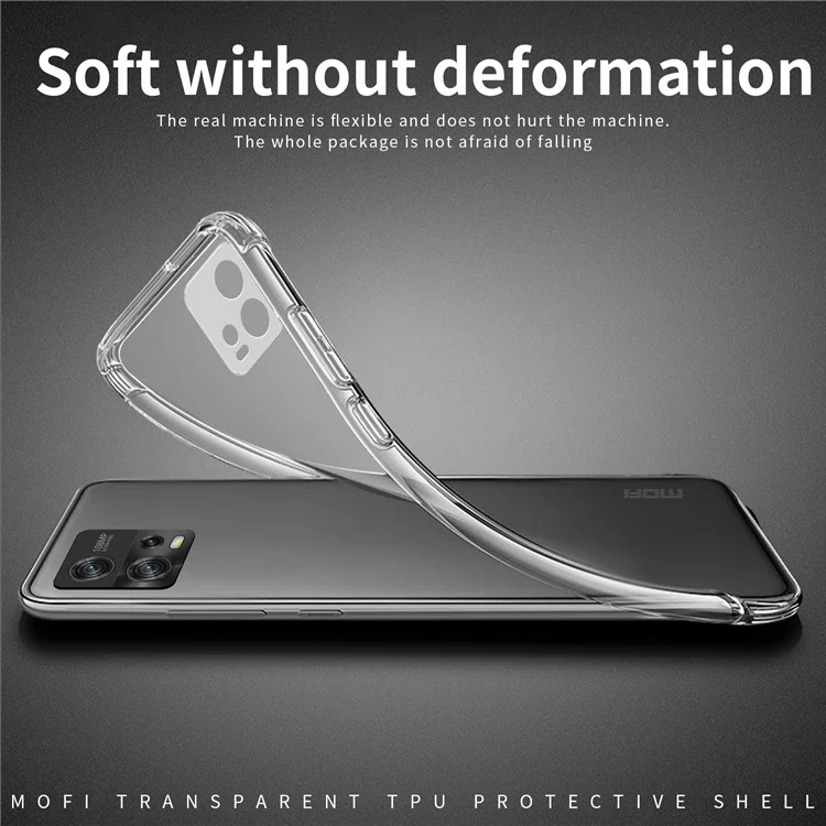 Funda de teléfono móvil MOFI Transparent Soft TPU para Motorola Moto G72 4G, cubierta trasera anti-arañazos y a prueba de golpes para teléfono móvil