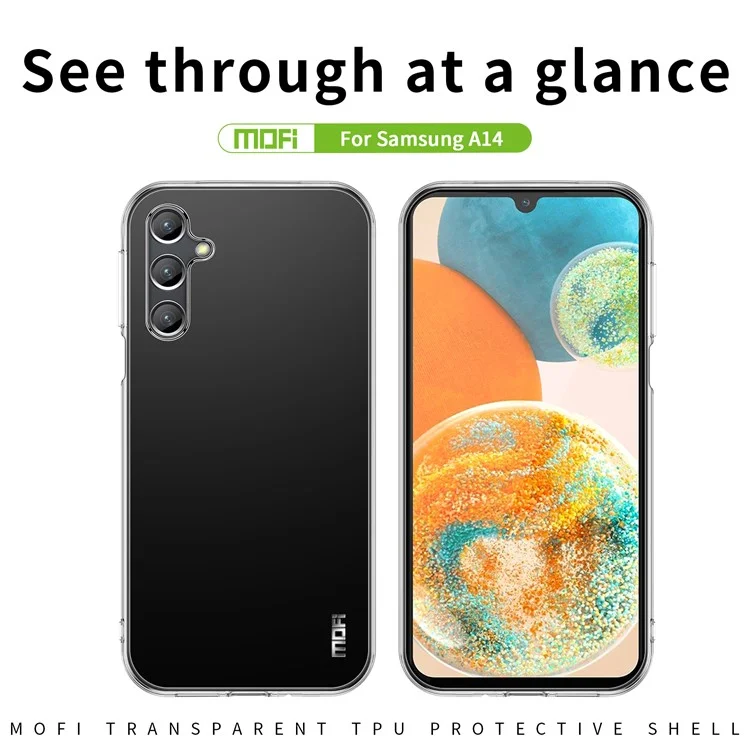MOFI Custodia Telefonica Trasparente in TPU per Samsung Galaxy A14 5G, Antigraffio Antiurto Cover Cellulare