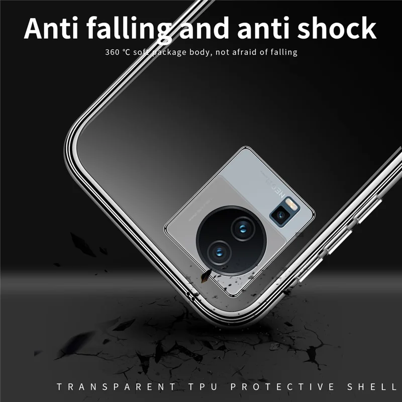 MOFI For vivo iQOO Neo7 5G Shockproof TPU Phone Case, Transparent Cellphone Back Protector Cover