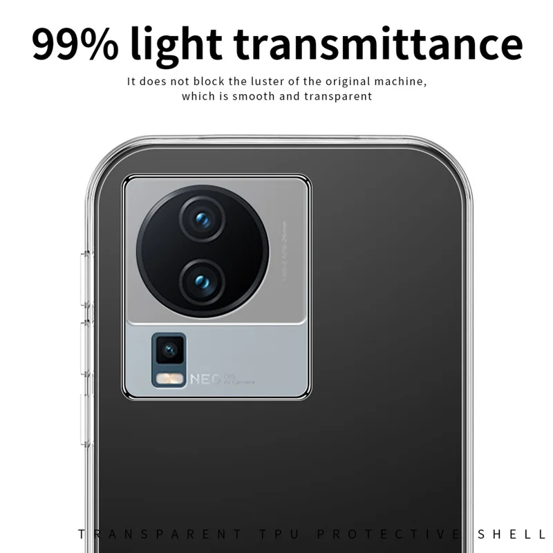 MOFI For vivo iQOO Neo7 5G Shockproof TPU Phone Case, Transparent Cellphone Back Protector Cover