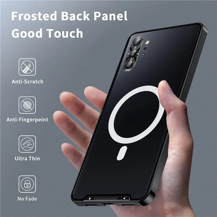 Anti-scratch Phone Cover For Samsung Galaxy Note 10 Plus 4G Metal Edge + Lens Protection Matte Phone Case - Black