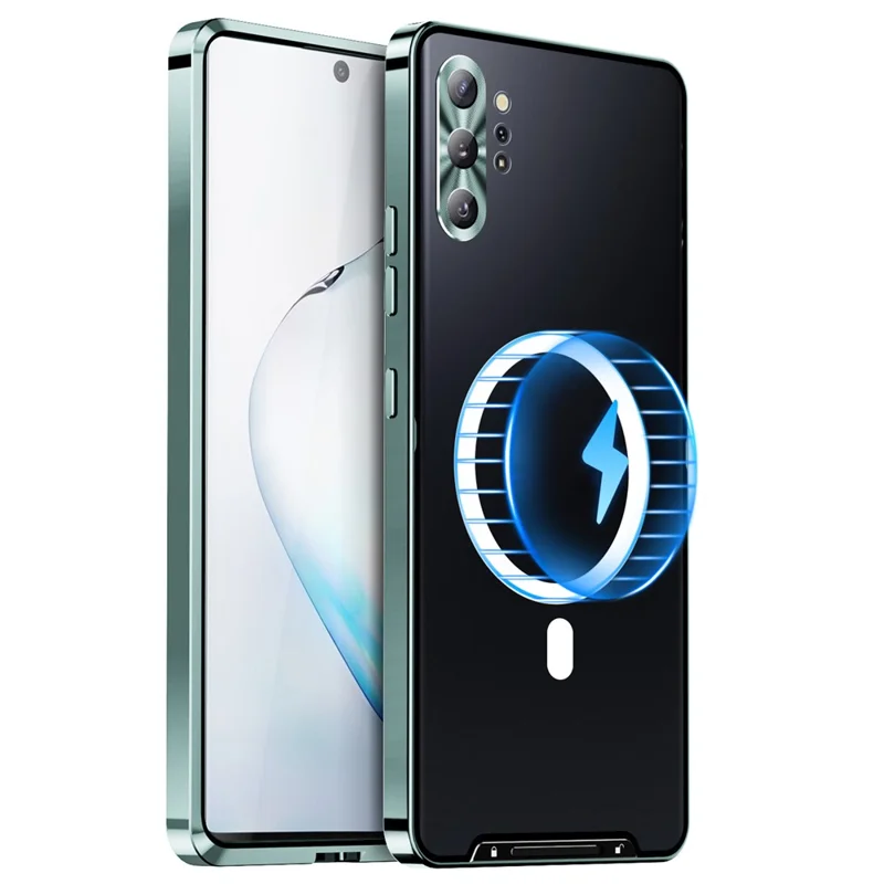 Anti-scratch Phone Cover For Samsung Galaxy Note 10 Plus 4G Metal Edge + Lens Protection Matte Phone Case - Green