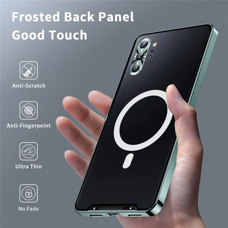 Anti-scratch Phone Cover For Samsung Galaxy Note 10 Plus 4G Metal Edge + Lens Protection Matte Phone Case - Green