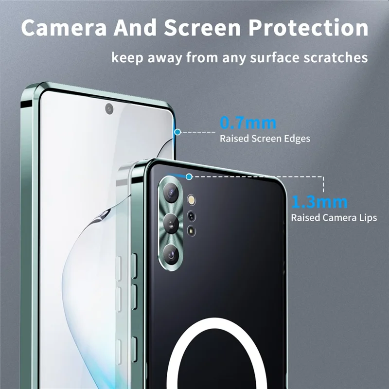 Anti-scratch Phone Cover For Samsung Galaxy Note 10 Plus 4G Metal Edge + Lens Protection Matte Phone Case - Green
