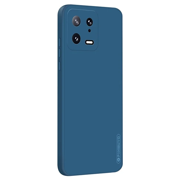 PINWUYO JK TPU-2 Series TPU Phone Case for Xiaomi 13 5G Fiber Flocking Lining Precise Cutouts Cover - Dark Blue
