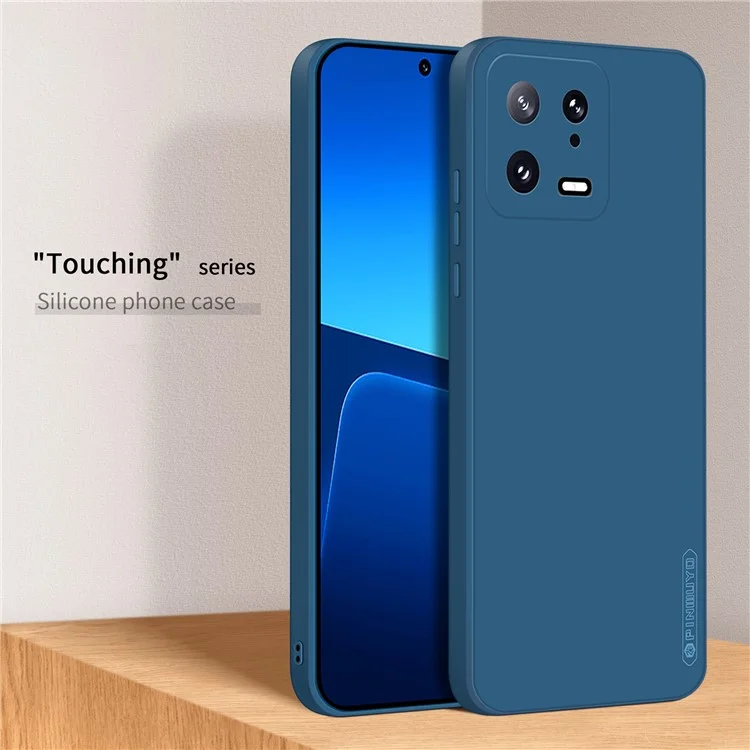 PINWUYO JK TPU-2 Series TPU Phone Case for Xiaomi 13 5G Fiber Flocking Lining Precise Cutouts Cover - Dark Blue