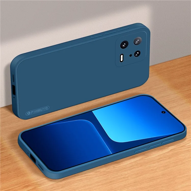 PINWUYO JK TPU-2 Series TPU Phone Case for Xiaomi 13 5G Fiber Flocking Lining Precise Cutouts Cover - Dark Blue