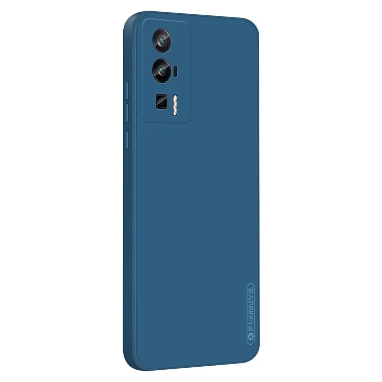 Étui de téléphone PINWUYO JK TPU-2 Series pour Xiaomi Poco F5 Pro 5G / Redmi K60 Pro 5G / K60 5G, doublure en fibre floquée, étui de téléphone en TPU souple - Bleu foncé
