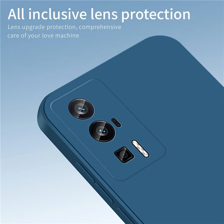 Étui de téléphone PINWUYO JK TPU-2 Series pour Xiaomi Poco F5 Pro 5G / Redmi K60 Pro 5G / K60 5G, doublure en fibre floquée, étui de téléphone en TPU souple - Bleu foncé