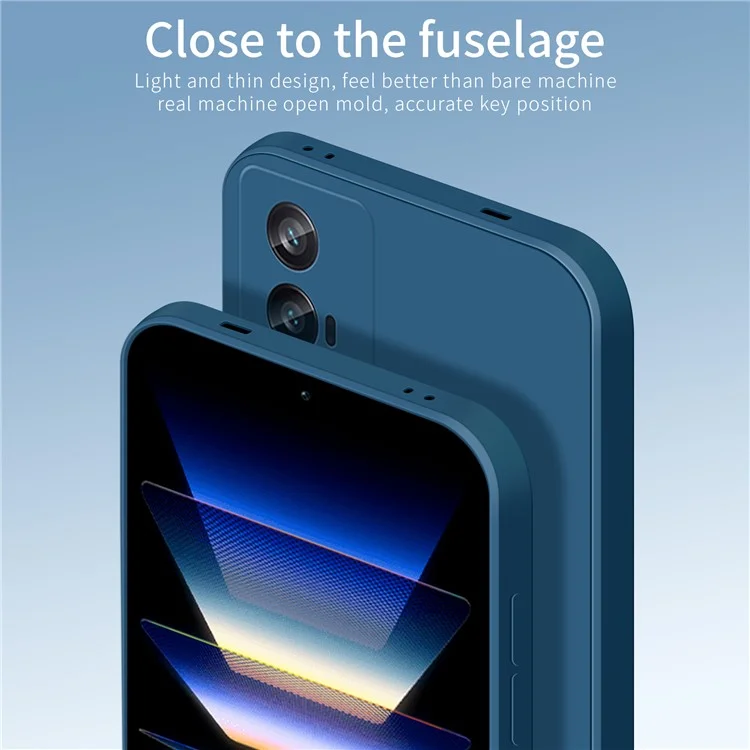 Étui de téléphone PINWUYO JK TPU-2 Series pour Xiaomi Poco F5 Pro 5G / Redmi K60 Pro 5G / K60 5G, doublure en fibre floquée, étui de téléphone en TPU souple - Bleu foncé