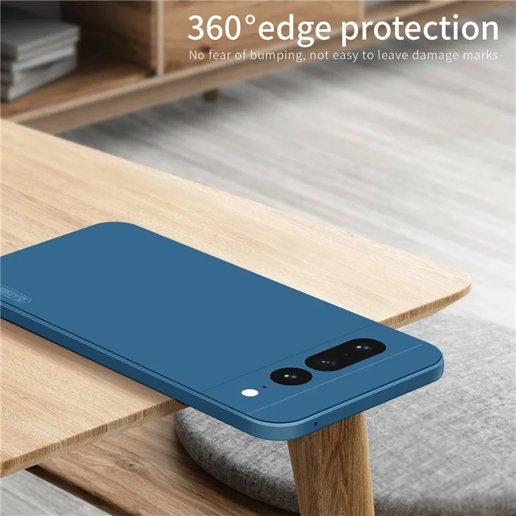 PINWUYO JK TPU-2 Serie für Google Pixel 7 Pro 5G Handyhülle Faser Flock Futter Schutzhülle - Dunkelblau