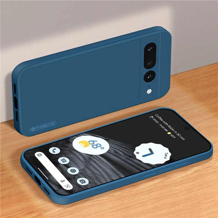 PINWUYO JK TPU-2 Serie für Google Pixel 7 Pro 5G Handyhülle Faser Flock Futter Schutzhülle - Dunkelblau